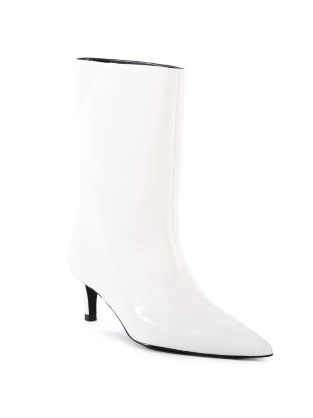 Seychelles White Game Changer Crinkle Patent Kitten Heel Boots 7.5*Lite Marks*